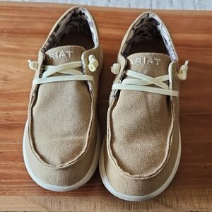 Ariat Kids Canvas Slip-On Sneakers in Tan and Cream